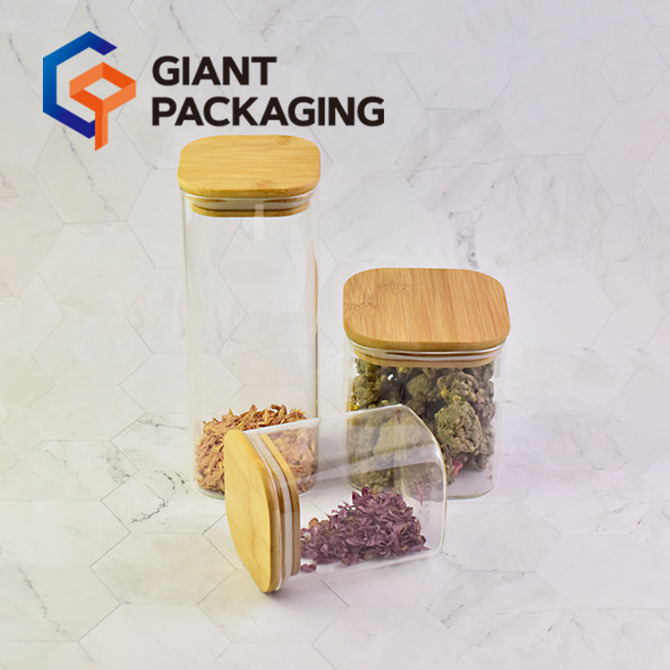 wholesale kitchen cheap airtight masson borosilicate food storage spice containers glass jar with bamboo lid unique spice jars picture