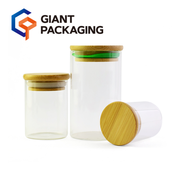 wholesal natural plastic spice glass food condiments  jar mini small storage jars with wood wooden bamboo lids containers 2 4 oz picture